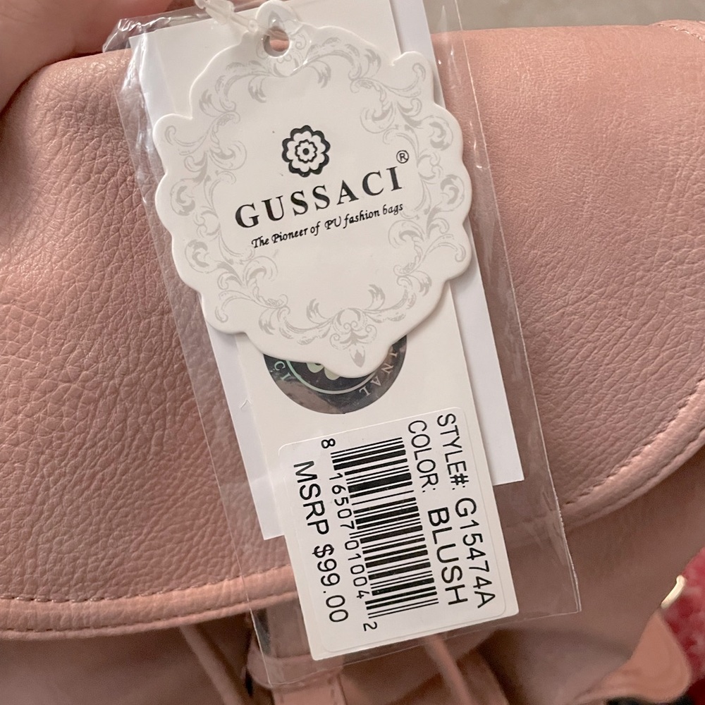 Gussaci Vegan Leather pink backpack Brand new with tags